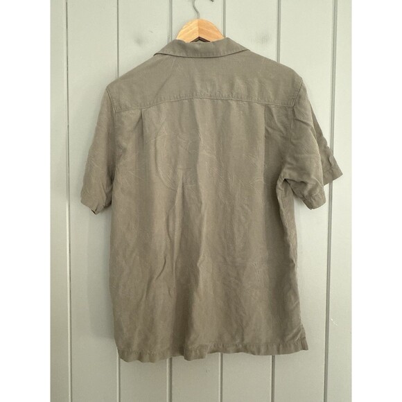 Tommy Bahama Camp Shirt S Small Olive Green 100% Silk Textured Short Sleeves - Picture 5 of 6